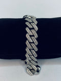 Iced Out Cuban Link Bracelet, Silver
